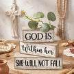 4 Pcs Christian Table Decor Inspirational Religious Gifts for Women God Is Within Her Bible Verse Wooden Block Signs Gift Farmhouse Christian Centerpiece for Mother's Day Home & Office