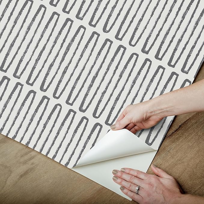 NuWallpaper Porter Charcoal Peel and Stick Wallpaper, NUS6220