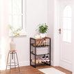 Narrow 4-Tier Shoe Rack, Slim Space-Saving Shelf with Decorative Wood Top & Steel Mesh, Entryway/Closet/Dorm Organizer, 16.5x11.8x27.9 Inches
