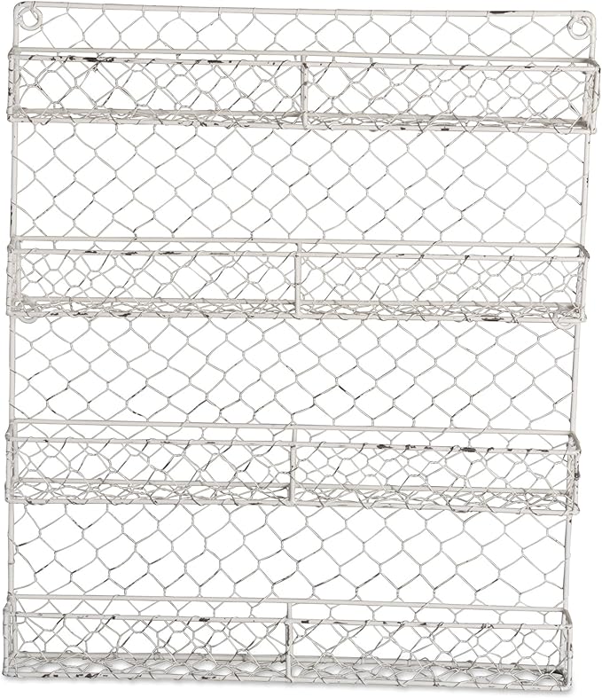 DII Farmhouse Vintage Decorative Metal Pantry Spice Rack Organizer, 17Lx2.3Wx20H