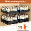 Pull Out Spice Rack Organizer for Cabinet, Slide Out Spice Racks Organizer, Easy to Install Spice Cabinet Organizers, 8.26''Wx10.62''Dx8.66''H, 2 Packs-2 Tiers (Black)