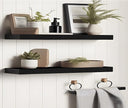 24 Inch Black Wood Floating Shelves for Wall Rustic Wall Shelf for Bedroom Living Room Set of 4