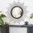 Large Sunburst Wall Mirror, Round Home Modern Metal Art Mirror for Bathroom Living Room Hallway Bedroom Balcony Farmhouse 24