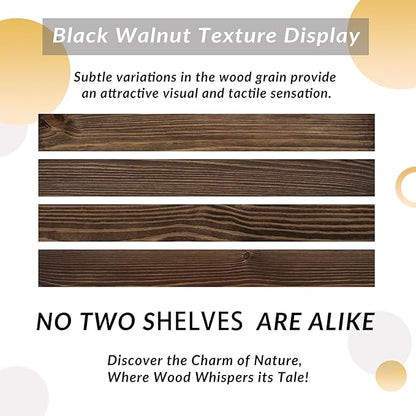 Walnut Floating Shelves 60 inch Long for Wall,Heavy Duty Rustic Wood Wall Mounted Shelves for Living Room Kitchen 8-inch deep Set of 1,with Sturdy Metal Hidden Bracket