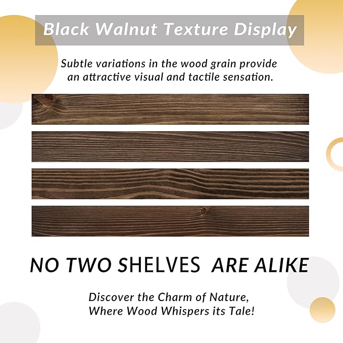 Walnut Floating Shelves 60 inch Long for Wall,Heavy Duty Rustic Wood Wall Mounted Shelves for Living Room Kitchen 8-inch deep Set of 1,with Sturdy Metal Hidden Bracket