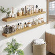 Fun Memories 55 Inch Floating Shelves Bedroom, Large Extra Floating Shelf Set of 2 with Invisible Brackets, Oak