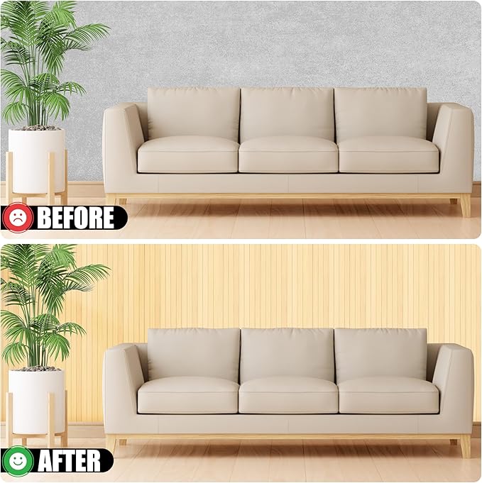 Bamboo Wall Panel for Interior Wall Decor, Renewable Pole Wrap Wainscoting Roll Bamboo Covering Paneling for Ceiling Office Bedroom Living Room (48
