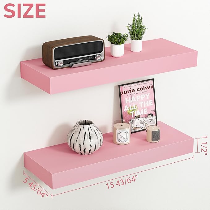 BAMEOS Pink Floating Shelves for Wall, 16