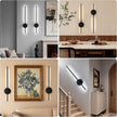 Rechargeable Wall Sconce Lights with Remote, Battery Operated Wall Lights 3 Color Temperature, Dimmable Wireless Wall Lamp Black 70CM for Living Room Bedroom Hallway 2 Pack