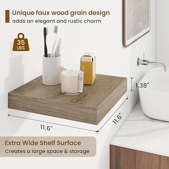 Marsmiles Square Floating Shelves for Wall, 12