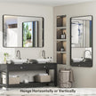 48x36 Inch Black Framed Bathroom Mirror for Wall, Matte Black Metal Wall Mirror, Black Rectangle Vanity Mirror, Tempered Glass, Anti-Rust, Hangs Vertically or Horizontally