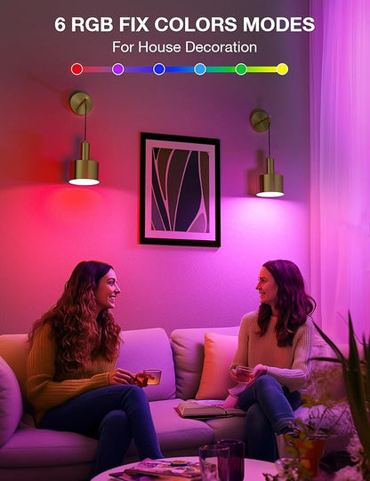 NIORSUN Battery Operated Wall Sconce Set of 2, Gold Wireless Rechargeable Wall Lights with 5200mAh Dimmable Detachable Bulbs and Remote, 9 Colors Sconces Wall Decor for Bedroom Living Room Hallway