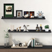 Black Floating Shelves 36 Inch Modern Picture Frame Shelf for Wall Picture Ledge Shelves with Lip Wooden Book Shelves Set of 2 Bathroom Shelf Organizer for Living Room Bedroom Kitchen Wall Decor