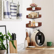 Demigo Corner Shelf Wall Mount Set of 3, Solid Acacia Wood Round Floating Corner Shelves for Storage and Display, Hanging Wood Shelves for Bedroom, Kitchen, Living Room, Bathroom (Brown)