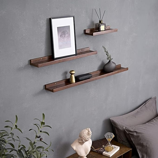 Long Floating Shelf 48 Inch Natural Wood Shelves for Bedroom, Rustic Display Books Picture Ledge Shelf for Wall Mounted, Solid Walnut Wood Shelf, Easy to Install, Walnut Color, 48 *4 *1.5 (1 Pack)