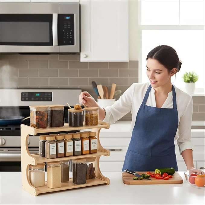 Spice Rack,Seasoning Organizer,Spices Rack Organizer,3-Tier Organizer Shelf for Kitchen Countertops.