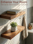 Solid Wood Floating Shelves,11.8in Finished Real Wood Wall Shelves with Heavy-Duty Hidden Bracket, Easy Installation, Set of 2, 11.8in x 7.1in x 1.5in, for Living Room Bedroom Kitchen,Bronze