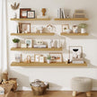 Fun Memories Floating Shelves for Wall, 30 Inch Long Floating Shelves Set of 2, 30 x 10 Wooden Shelves for Wall, Large Storage Shelves, Hanging Shelves for Bathroom Kitchen Bedroom, Oak