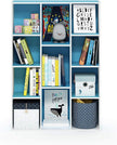 Furinno LUDER Book Shelf, 11-Cube Bookshelf, Reversible Bookcase, 9.4 x 29.1 x 41.7, for Living Room, Bedroom, Home Office, White/Light Blue