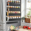 Magnetic Spice Rack for Refrigerator Seasoning Organizer for Spice Fridge Shelf storage Magnetic Shelf with Hook for Oven (4pack1hook-Black)