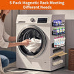 Magnetic Spice Rack,Multifunctional Magnetic Shelf for Washing Machine,Refrigerator,Microwave,and Any Metal Surface,Powerful Magnetic Shelves Include Magnetic Paper Towel Holder (5 pcs - Black)