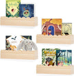 Wood Floating Shelves for Wall,Nursery Bookshelf,Kids Book Shelf,Baby Toys Storage Decor Organizer Wall Mounted for Living Room Bedroom,Wavy Edge,Preassembled,4 Pack,Scalloped Pine(Natural Wood)