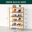 Smiry Bamboo Shoe Rack for Closet, 5 Tier Small Wooden Stackable Shoe Organizer, Free Standing Shoes Storage Shelf for Entryway, Front Door Entrance, Natural