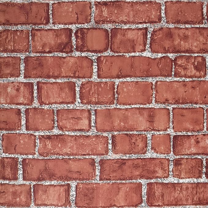 Cohoo Home Red Brick Wallpaper Peel and Stick Contact Paper 18inW 591inL Faux 3D Brick Contact Paper Self Adhesive Removable Wallpaper Backsplash Wrapping Fireplace Wall Sticky Waterproof Vinyl
