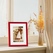 Vittanly 8x10 Picture Frame Set of 4, Display Pictures 5x7 with Mat or 8x10 without Mat, Gallery Wall Frame Set for Wall or Tabletop Display, Engineered Wood with Shatter Resistant Plexiglass, Red