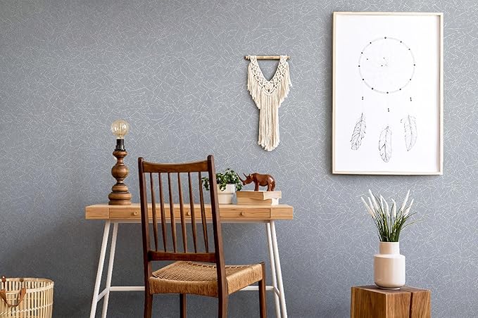 Safiyya 17.3 inch X 118 inch Peel and Stick Wallpaper Silver Grey Silk Wallpaper Textured Removable Wall Paper Self Adhesive Contact Paper for Walls Vinyl Rolls