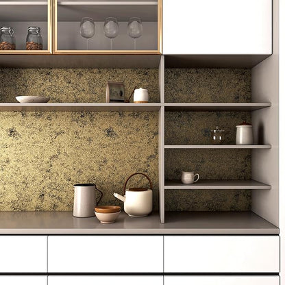 Stickyart 24"x160" Distressed Metallic Gold Peel and Stick Wallpaper Self Adhesive Crackle Textured Metal Contact Paper for Cabinets Removable Retro Dark Gold Contact Paper for Shelf Furniture