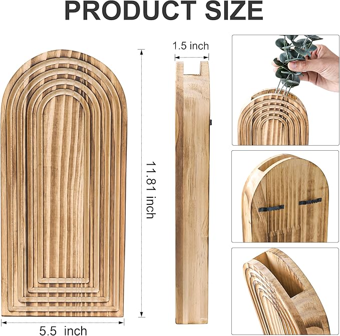 DREAMLOOM 2 Pack Wooden Wall Vases with Eucalyptus Artificial Plants, Wall Hanging Planters Boho Modern Farmhouse Indoor for Narrow Spaces Entryway Bathroom Home Office Decoration, White