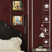Dimoon 17.7''x236.2''Dark Red Peel and Stick Wallpaper Gothic Floral Wall Paper Contact Paper Closeout Renter Friendly Modern Self Adhesive(236.2''x17.7'', Dark Red Floral Textured)
