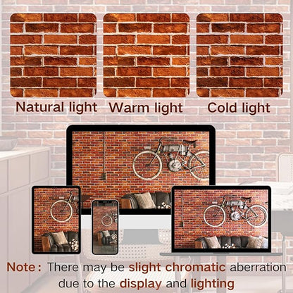 Abyssaly Brick Wallpaper Peel and Stick Red Brick Wall Paper for Bedroom 17.71” x 393.7” Vintage Faux Brick Contact Paper for Fireplace Kitchen Backsplash Accent Home Decorations