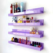 4 Pack 15 Inch Purple Acrylic Shelves, Kids Floating Bookshelf for Kids Room, Modern Nail Polish Rack Sunglasses Essential Oil Picture Ledge Display Toy Storage Wall Shelf