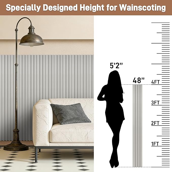 16 Packs 3D Wall Panels, 48 x 6 Inch WPC Slat Wall Panels for Wall Decor, Living Room, Bedroom, Office, Fluted Accent Wall Paneling for TV Background Study Room, Light Oak