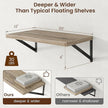 Axeman Deep Floating Shelves - 20 Inch Floating Shelves Set of 2-12 Inch Deep Grey Wall Shelves for Living Room Bathroom Kitchen