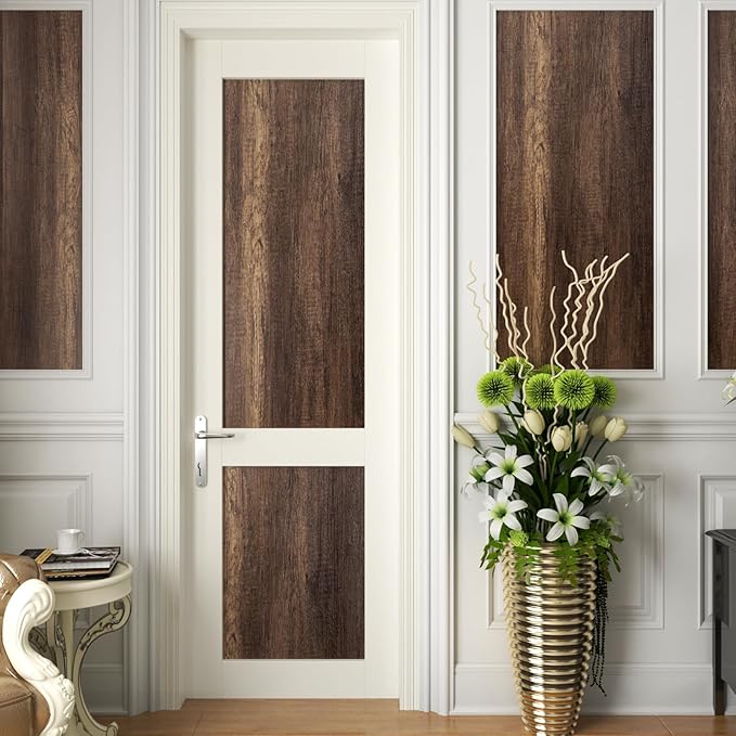 Stickyart Distressed Brown Wood Wallpaper Peel and Stick Wallpaper for Cabinets Contact Paper Self Adhesive Removable Wood Grain Wall Paper Vinyl for Bookcases Tables Door Furniture 12"x315"