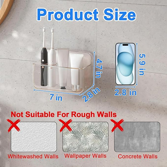 Diesisa 2pc Acrylic Wall Mount Organizer, Small Adhesive Clear Cabinet Door Organizer,Acrylic Shelves for Wall,No Drilling Hang Walls,with Self Adhesive Tape, for Bathroom, Kitchen, Living Room