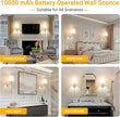 Peel and Stick Wall Sconces, Stick On Wall Sconce Set of 2, Battery Operated Wireless Wall Light, No Drill Adhesive Wall Lamp, Corn Bulb with 10000mAh Rechargeable Battery, Bedroom Wall Decor