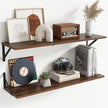 Deep Floating Shelves for Wall,36Wx8D Wall Mounted Shelves Set of 2,Wall Storage Floating Shelf with Sturdy Metal Brackets for Living Room,Bathroom,Kitchen,Office,Walnut