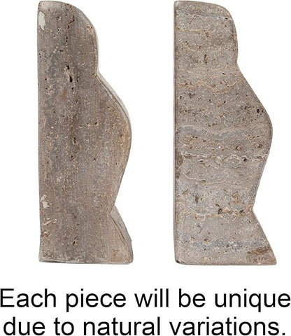 Creative Co-Op Decorative Travertine Wave Bookends, Grey