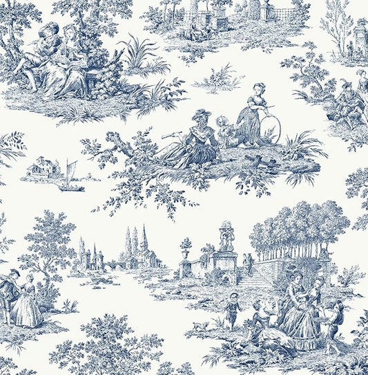 NextWall Chateau Toile Peel and Stick Wallpaper (Navy Blue)