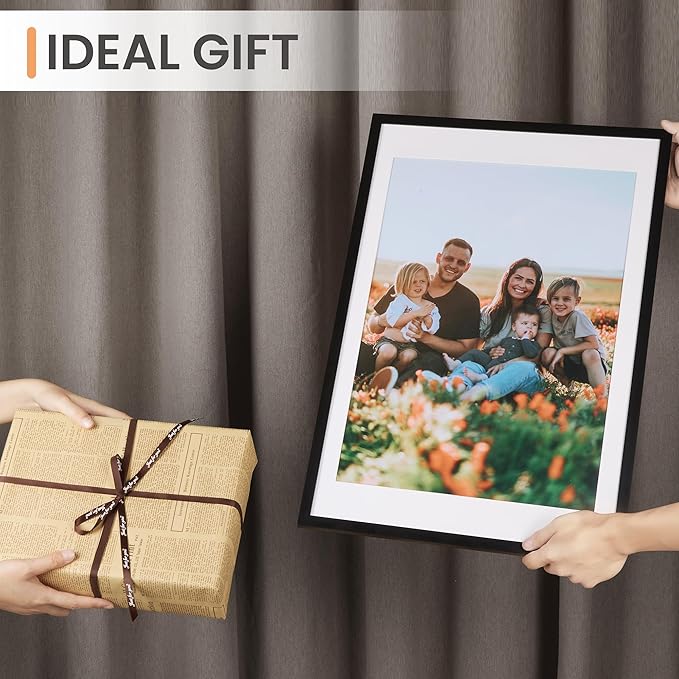 upsimples 16x24 Picture Frame Set of 5, Display Pictures 14x20 with Mat or 16 x 24 Without, Wall Gallery Poster Frames, Black