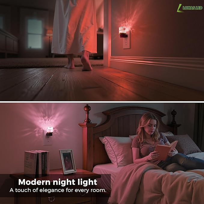 L LOHAS LED Night Light, Night Lights Plug into Wall with 10 Color Change RBG Nightlight Plug in Wall, Built in Dusk to Dawn Sensor for Hallway, Bathroom, Rooms, 2 Pack