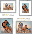 Vittanly 8x10 Picture Frame Set of 4, Display Pictures 5x7 with Mat or 8x10 without Mat, Engineered Wood with Shatter Resistant Plexiglass, Wall Gallery Photo Frames for Wall or Tabletop, Grey