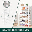 Smiry Bamboo Shoe Rack for Closet, 6 Tier Small Wooden Stackable Shoe Organizer, Free Standing Shoes Storage Shelf for Entryway, Front Door Entrance, White