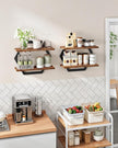 Hexagon Floating Shelves for Wall, Set of 2, 2 -Tier Hanging Shelves, Wall Mounted Storage Shelves, for Living Room, Bedroom, Kitchen, Home Office, Study, Rustic Brown and Black TBJ06P2BF