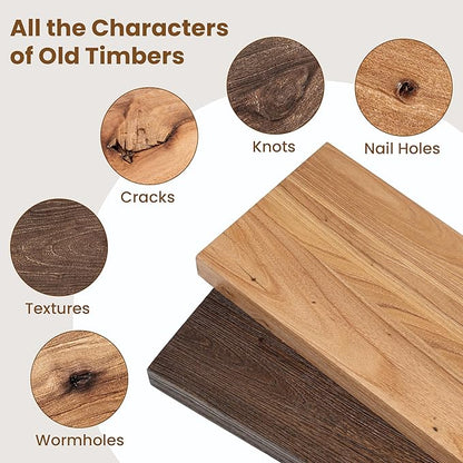 Floating Shelves for Wall Decor, 8" Deep Rustic Solid Elm Wood Floating Shelves Wall Mounted, Wall Shelves with Invisible Bracket for Living Room Bathroom Bedroom Kitchen, 55 Inch Set of 1, Natural