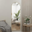 Arched Full Length Door Mirror 14x48, Metal Frame with Protective Film, No-Drilling Hanging or Wall Mount, Hooks & Hardware Included, Full Body Mirror for Bedroom, Dorm, Gold